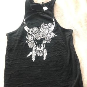 Roses Steer Head Black Tank